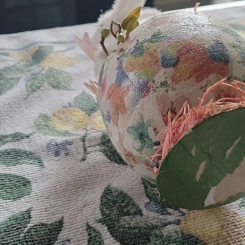 5 For 25.00/White Plush Bunny/ Decorative Paper Mache Egg
